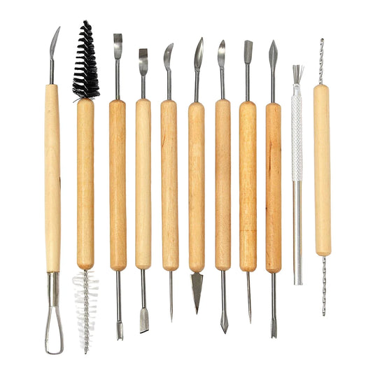 Made of Wood and Metal. Great for Clay, Paint, Foam Crafts, Wood Models, Art Projects, Sculpture and Other Craft Projects. 11 Clay Tools. Good Quality.
