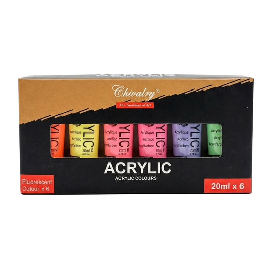 Chivalry Fluorescent Acrylic Paint Colors - Pack of 6x20 ml