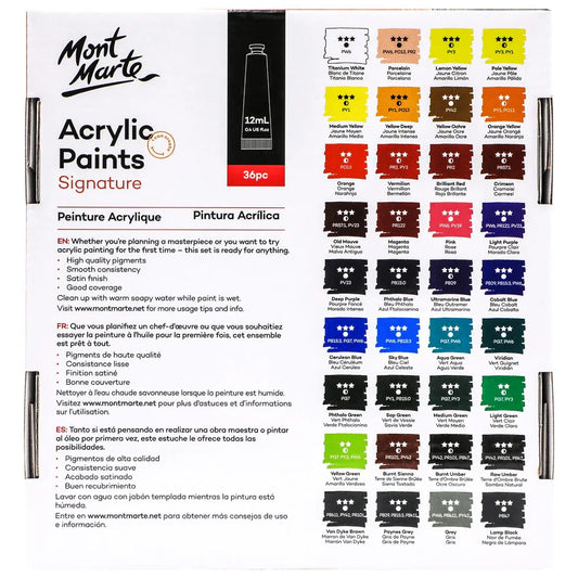 Mont Marte Signature Acrylic Paints Set 36 Pcs x 12ml