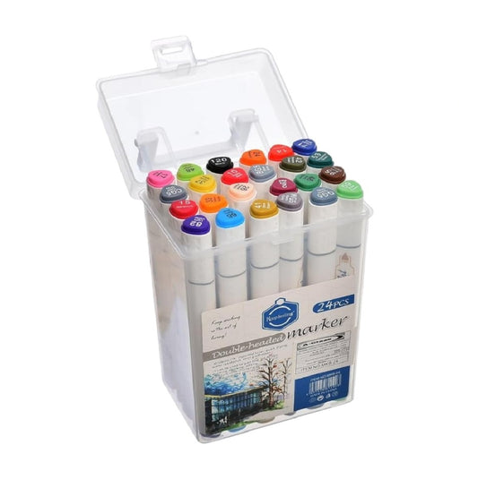 Elevate your art with 24Pcs Keep Smiling Sketch Markers. Featuring twin double heads and alcohol ink, they are perfect for drawing and sketching enthusiasts.