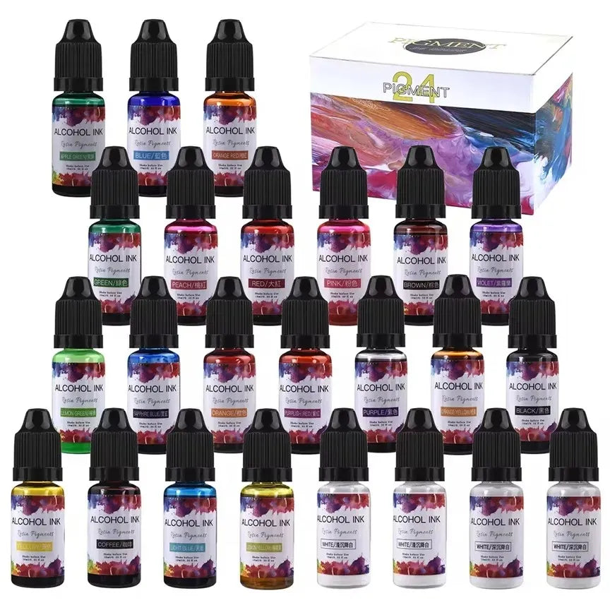 Buy 24 Pack High Concentration Alcohol Ink Pigment for Epoxy Resin 10ml at Best Art Supplies & Stationery Store. Check Price and Buy Online. ✓ Free Shipping ✓ Cash on Delivery