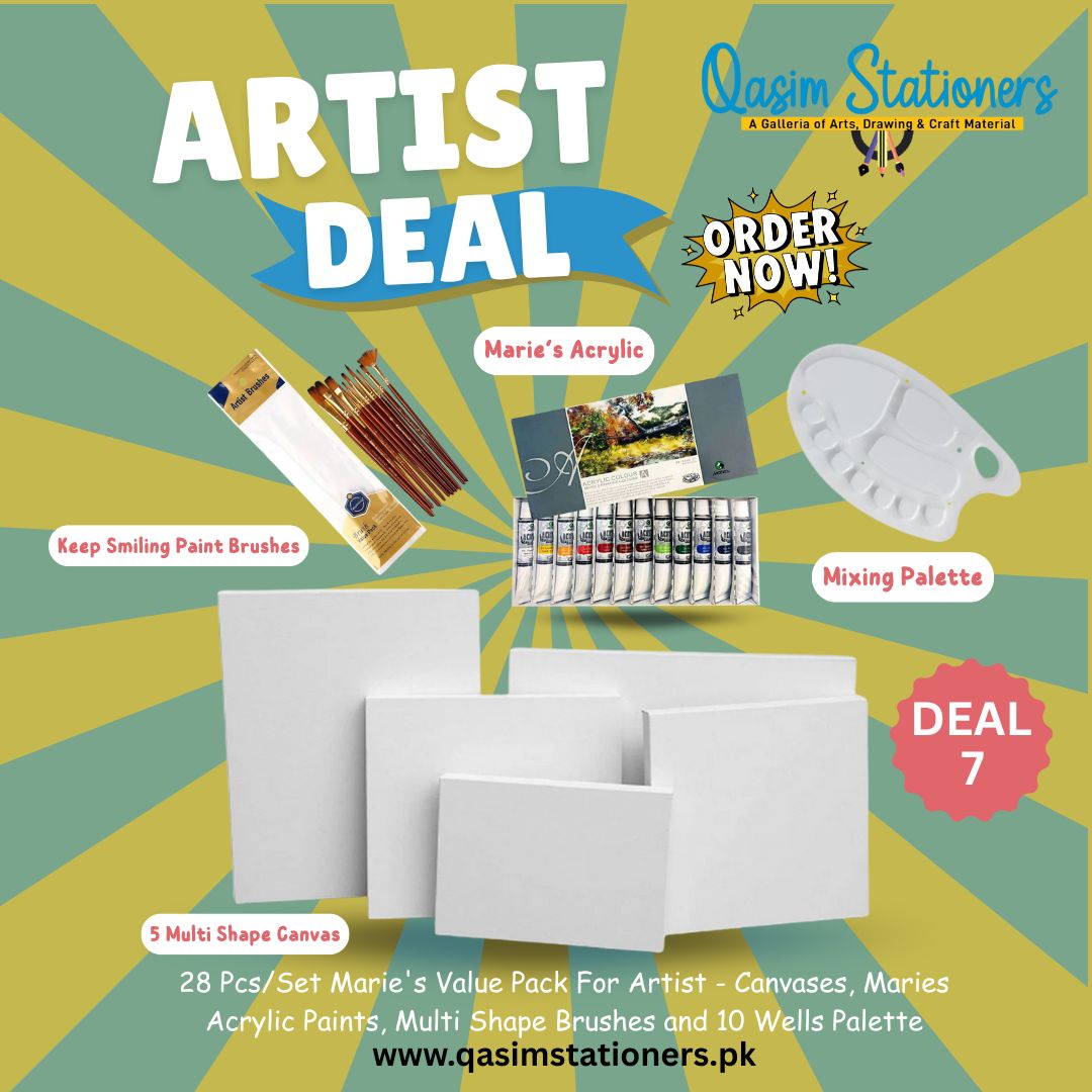 Excellent Material Quality Original Brands Packaged Includes10 x Keep Smiling Multi shapes Brushes Large Plastic Palette Marie's Acrylic Paint 12 Pcs (12 ml each ) 1 x Canvas 12x12 1 x Canvas 10x10 1 x Canvas 8x8 1 x Canvas 6x6 1 x canvas 4x4