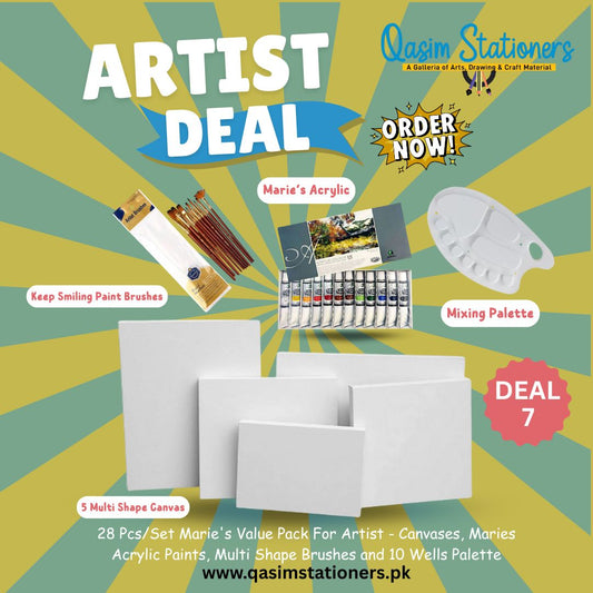 Excellent Material Quality Original Brands Packaged Includes10 x Keep Smiling Multi shapes Brushes Large Plastic Palette Marie's Acrylic Paint 12 Pcs (12 ml each ) 1 x Canvas 12x12 1 x Canvas 10x10 1 x Canvas 8x8 1 x Canvas 6x6 1 x canvas 4x4