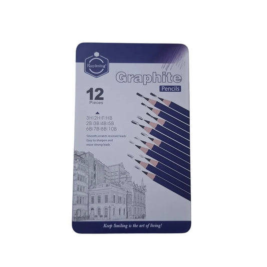 Keep Smiling Graphite Pencil 12 Pcs Tin Metal Box Set