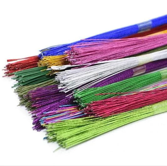 Pack of 50 PVC Coated Iron Stocking Wire For Nylon Stocking Flower DIY Handmade Artificial Flower Material - Length 80 cm