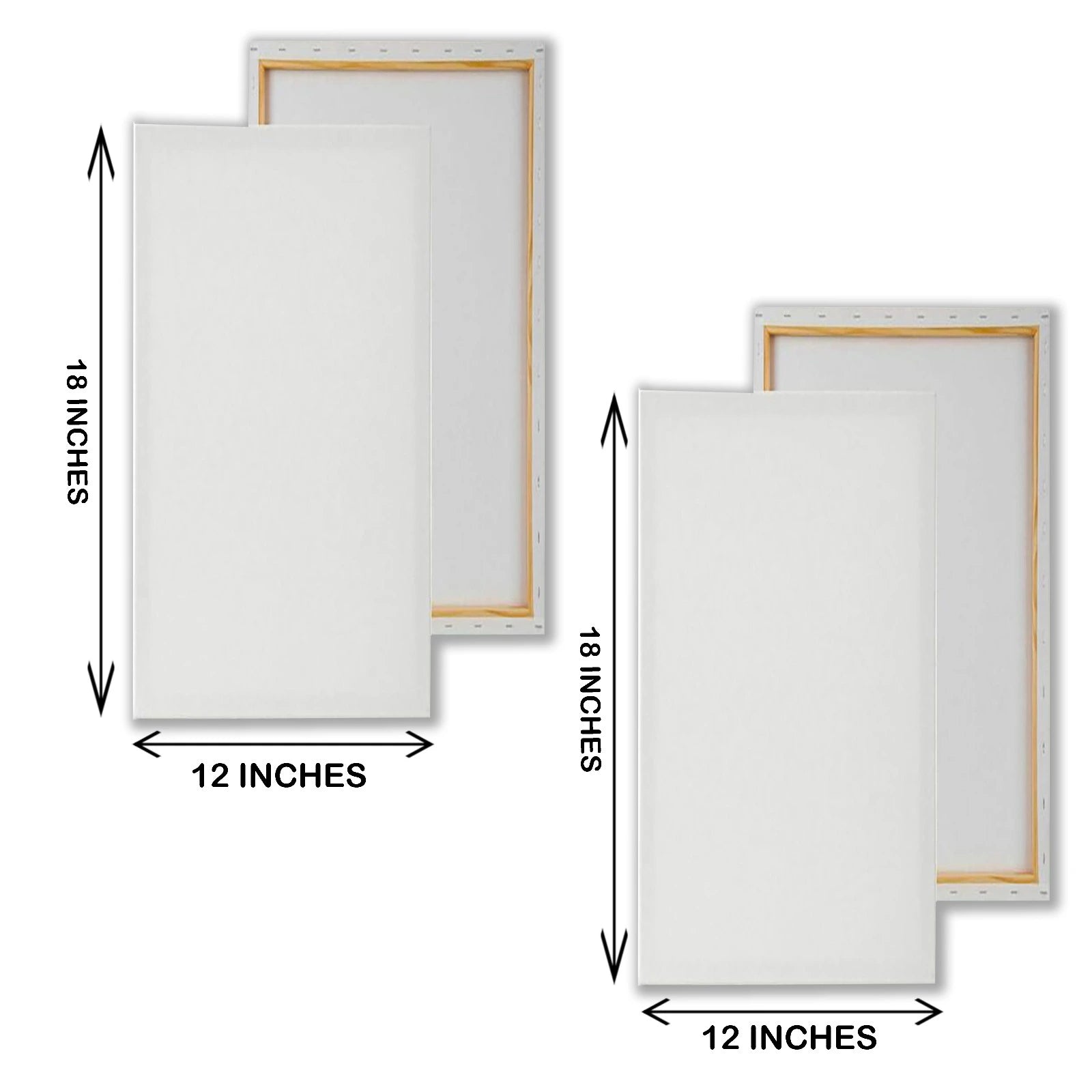 2 Pieces Of 12 X 18 Inches Primed Canvas Boards For Painting Canvas stretched across a wooden frame. Color : White. Size 12 x 18 inches. Good Quality Canvases. 2 Pcs