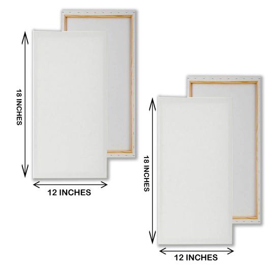 2 Pieces Of 12 X 18 Inches Primed Canvas Boards For Painting Canvas stretched across a wooden frame. Color : White. Size 12 x 18 inches. Good Quality Canvases. 2 Pcs