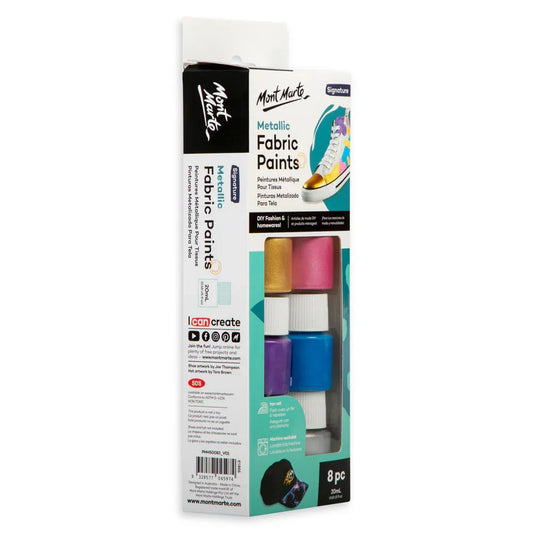 Mont Marte Metallic Fabric Paints Signature 8pc x 20ml
