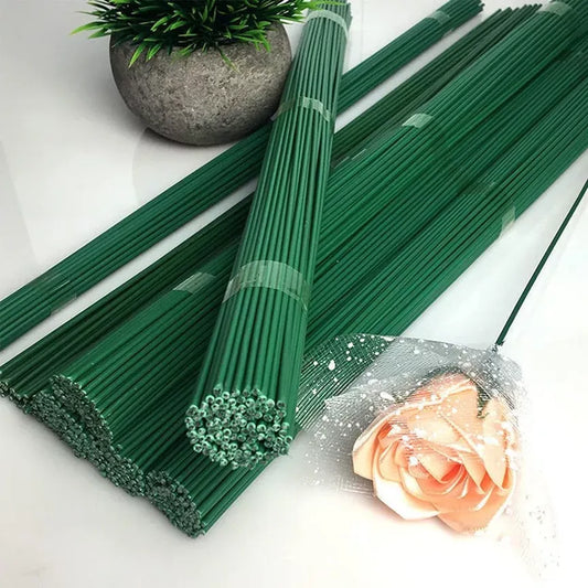 10 Pcs 60cm Length 2mm Green Floral Wire Florist Wire Iron Green Coated Floral Stem Sticks Stub Wire for Garden Crafts
