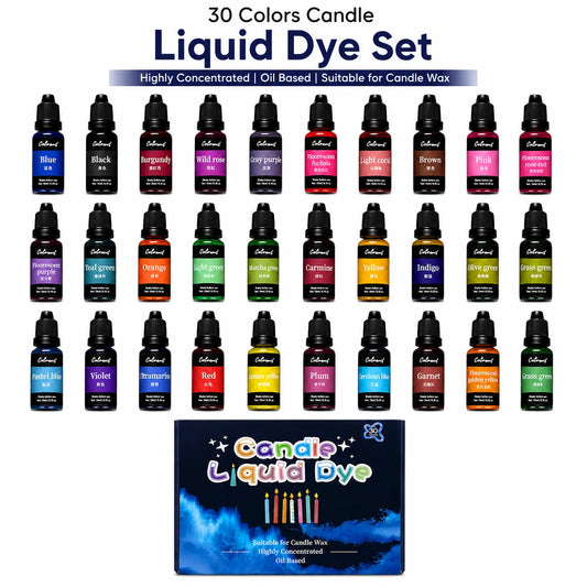 Shop 30 colors of premium oil-based candle liquid dyes at Qasimstationers.pk. Perfect for soy, beeswax, and more. Unleash your creativity today!