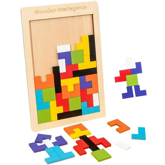 Engage your child's imagination with our 3D Wooden Puzzle. This 40-piece multicolor Tetris game promotes learning and fun through interactive play.