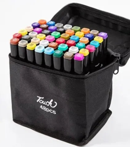 48 Colors Oily Art Marker Pen Set Sketch Markers Copic Twin Double Headed Markers alc_ohol ink markers Touch Professional Permanent Art Markers for Draw Double Headed Sketching Oily Tip Based Markers Graffiti Manga School Art Supplies