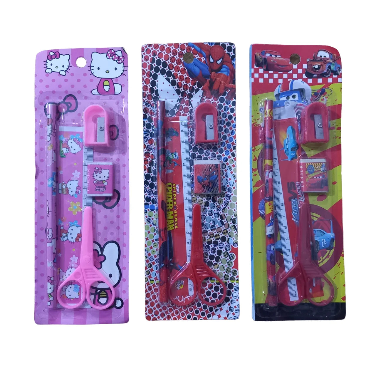 5pcs Stationery Gift Set for School Children Girls and Boys Perfect Birthday Gift Beautiful Stationary Set Pencil Eraser Sharpener Scale