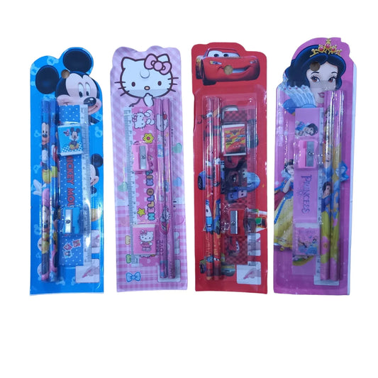 5pcs Stationery Gift Set for School Children Girls and Boys Perfect Birthday Gift Beautiful Stationary Set Pencil Eraser Sharpener Scale