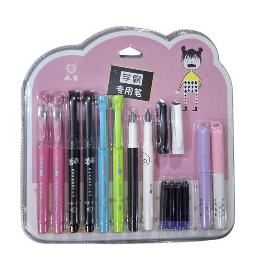 Cute Ink Pen Set 8pcs Pens 2pc Ink remover 4pcs ink cartridge Fountain Pen