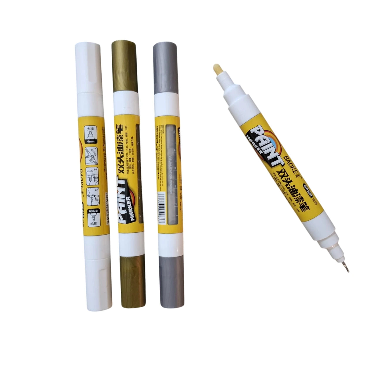 Buy Baoke Dual Tip Paint Marker - White - Golden – Silver at Best Art Supplies & Stationery Store. Check Price and Buy Online. ✓ Free Shipping ✓ Cash on Delivery