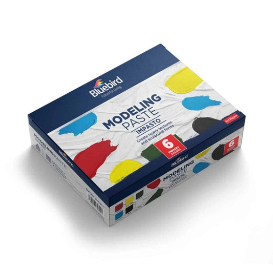 Bluebird Coloured Modeling Paste is a modern solution for adding both colour and texture to your artwork effortlessly. This unique formulation negates the need for additional colour application post-texturing, streamlining your creative process.
