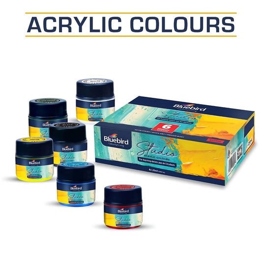 Create stunning art with Bluebird Studio Acrylics! Our 6 vibrant, non-toxic colors are perfect for beginners and come with a satisfaction guarantee.