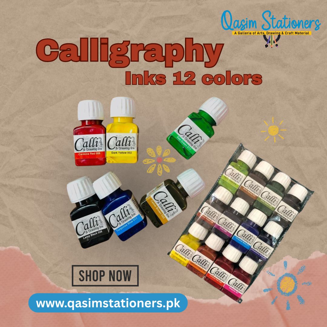 Calligraphy Inks Calli 12 colors at Best Price in Pakistan. Best Art Supplies, Office & Stationery Store. ✓Free Delivery ✓Cash on Delivery ✓Deals