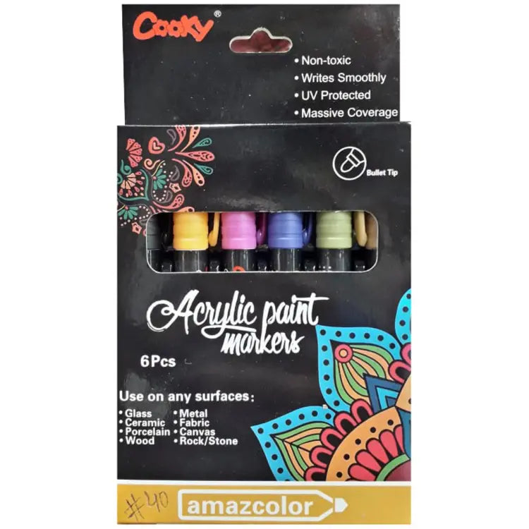 Cooky 6 Color Acrylic Paint markers Set Set at Best Price in Pakistan. Best Art Supplies, Office & Stationery Store. ✓ Free Delivery ✓Cash on Delivery ✓ Deals