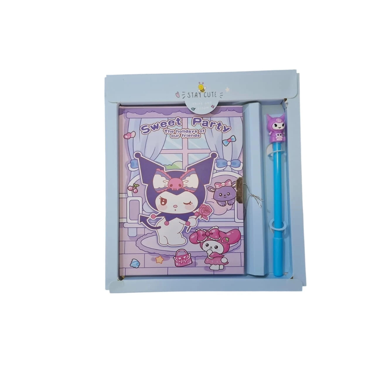 Kuromi diary with lock and gel pen – cute stationery gift available in 4 colors with key lock