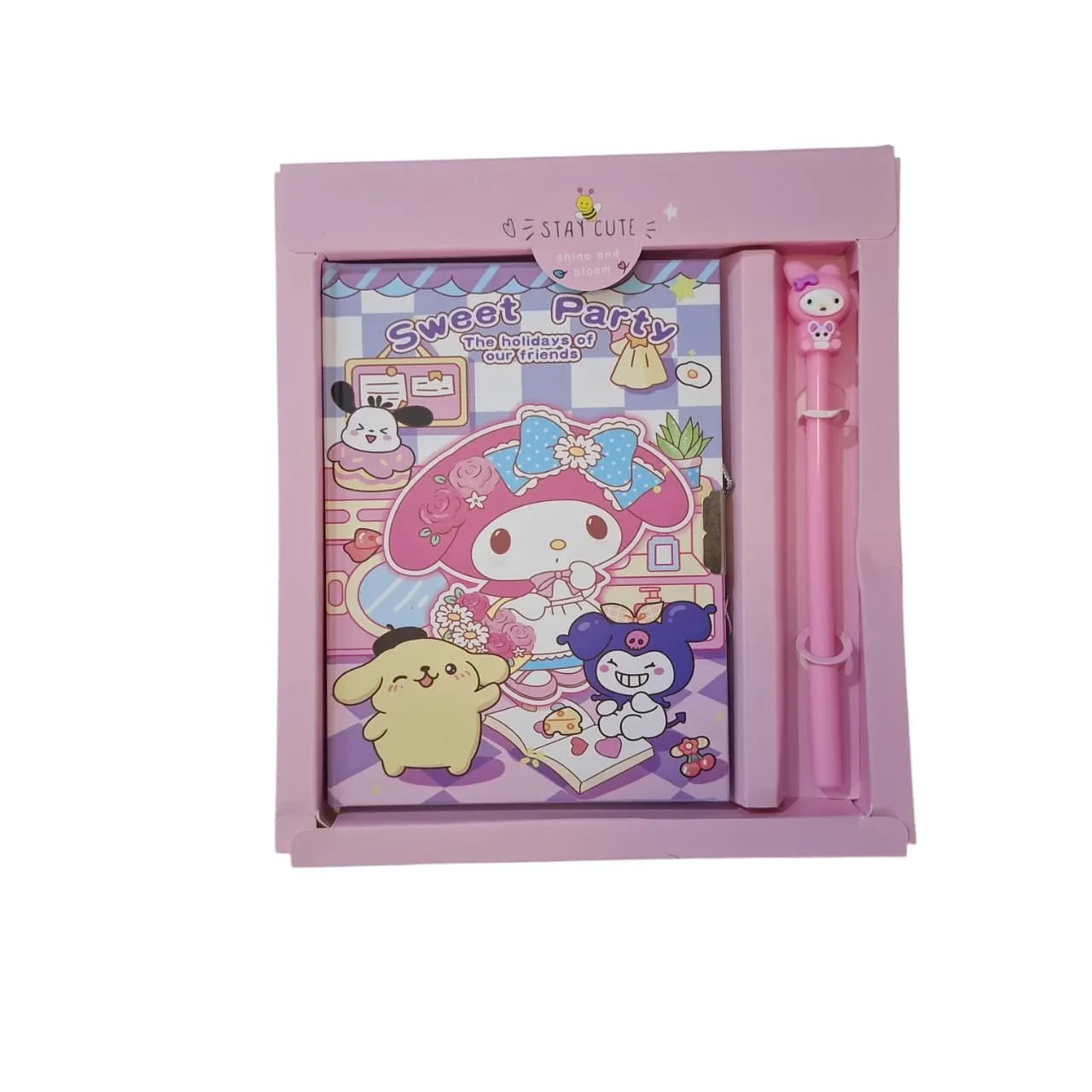 Kuromi diary with lock and gel pen – cute stationery gift available in 4 colors with key lock