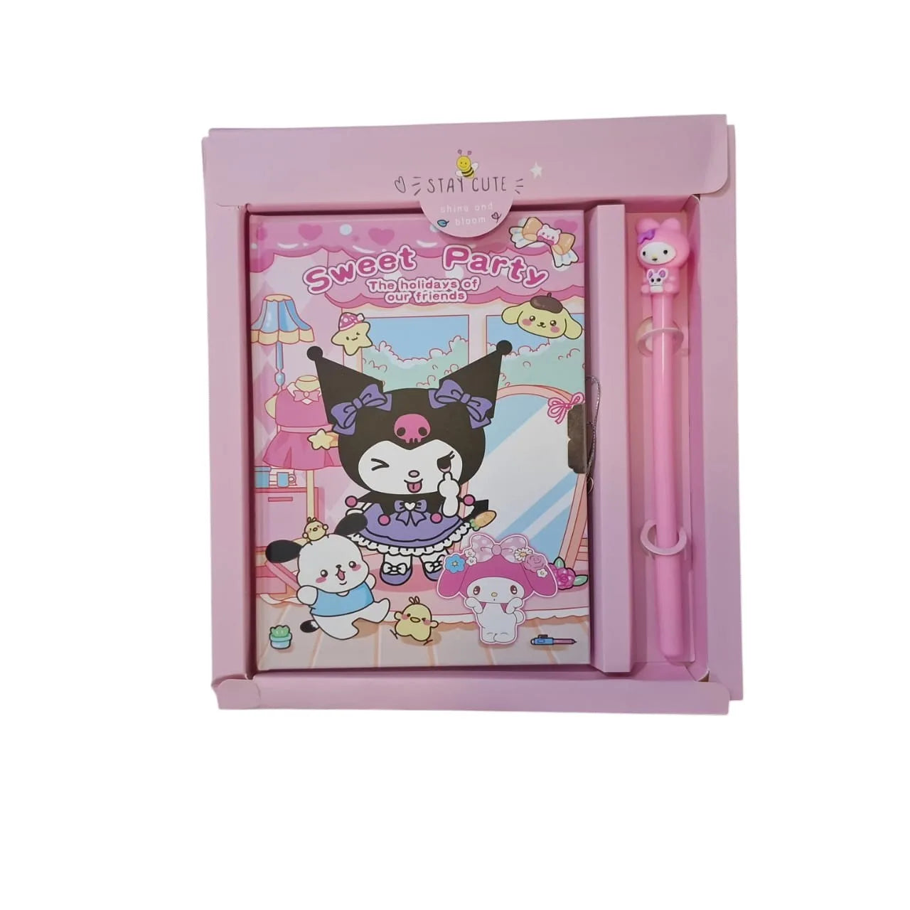 Kuromi diary with lock and gel pen – cute stationery gift available in 4 colors with key lock