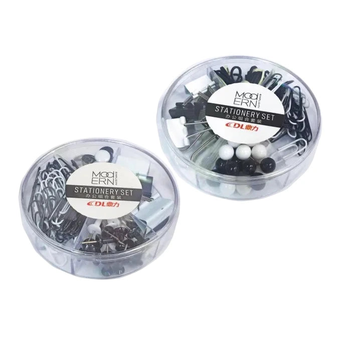 Shop the DL Stationery Set for a variety of clips and push pins in vibrant colors. Perfect for home or office, this multi-set keeps your documents neatly organized.