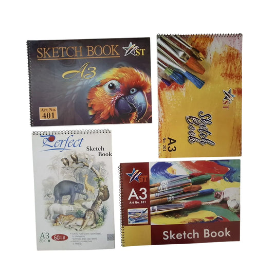 Shop the finest Drawing & Sketch Book featuring 20 A3 sheets. Choose from 100g to 250g options at the best prices online at Qasimstationers.pk.
