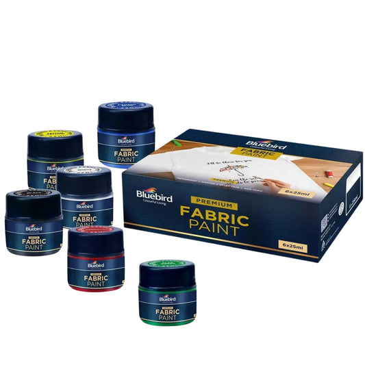Shop our 25 ml blue bird fabric paint, specially formulated for silk, cotton, and lawn. Experience high-quality textile dyes that bring your designs to life.