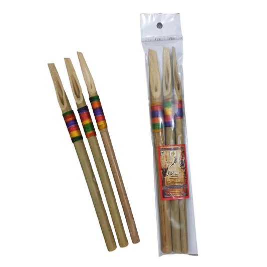 Fancy Calligraphy Pen Qalam Bamboo Wooden Fancy Reed Qalam Handmade for Calligraphy Arabic, Urdu, Farsi Fancy Khatati Qalam ( 3 Piece )