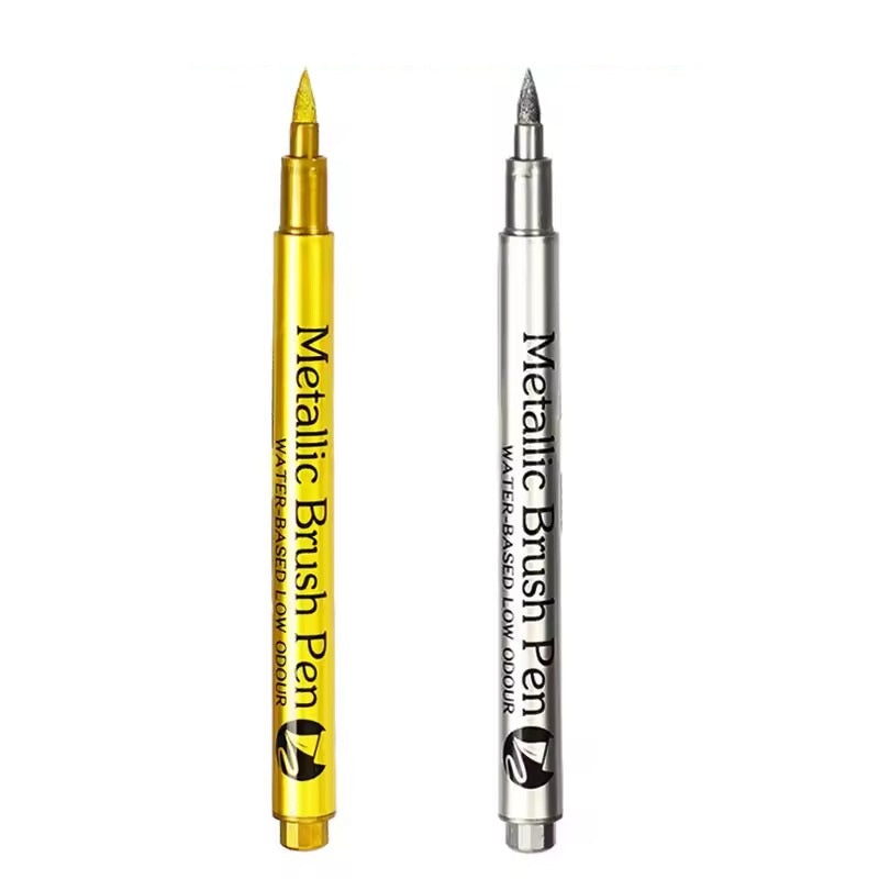 Gold/Silver Metallic Brush Pen Soft head High gloss Metal Craft Pen Quick drying Waterproof Paint Marker at Best Price in Pakistan. Best Art Supplies, Office & Stationery Store. ✓ Free Delivery ✓ Cash on Delivery ✓ Deals
