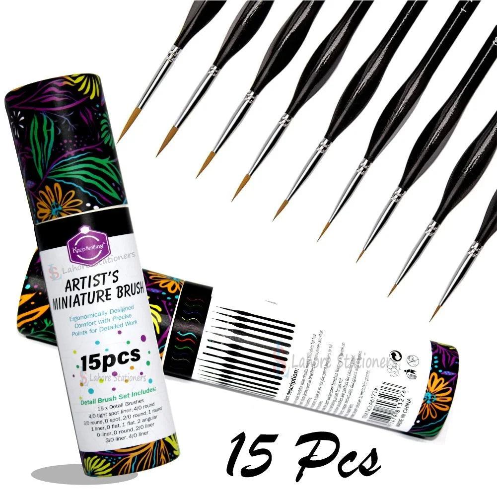 Buy Keep Smiling 15 Pcs Artist's Miniature Detail Paint Brush Set at Best Art Supplies & Stationery Store. Check Price and Buy Online. ✓ Free Shipping ✓ Cash on Delivery