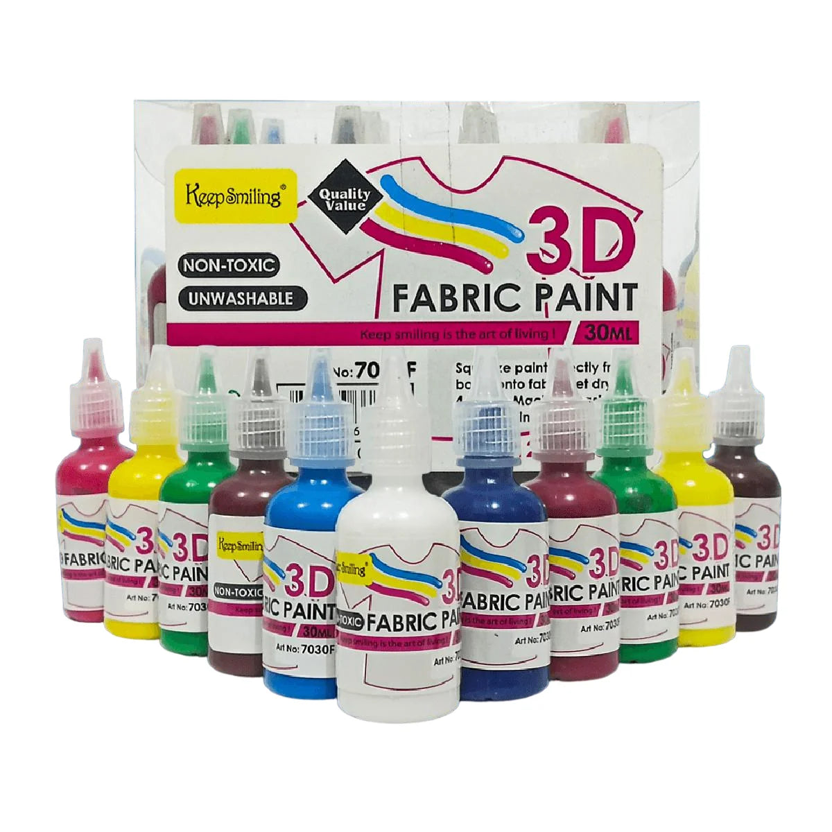 Buy Keep smiling 3D Fabric Paint Color 12 pcs x 30ml at Best Price in Pakistan. Best Art Supplies, Office & Stationery Store ✔complete range of Fabric Paint Colors
