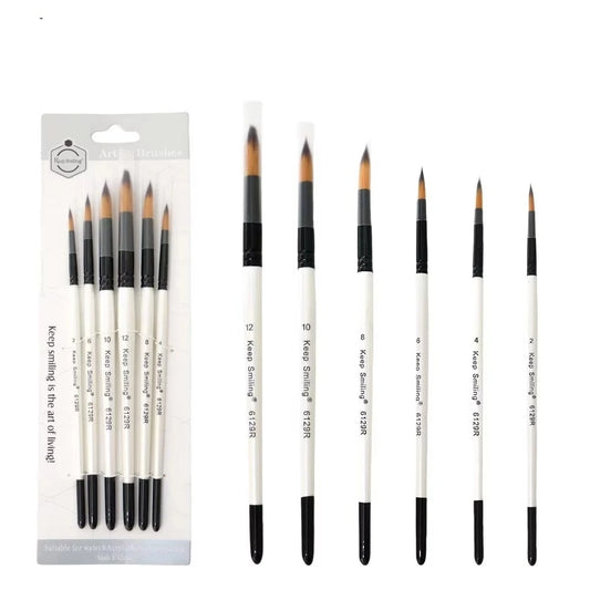 Discover the Keep Smiling 6 Pcs Professional Round Paint Brush set, perfect for watercolor, oil, and acrylic painting. Elevate your artistry today!