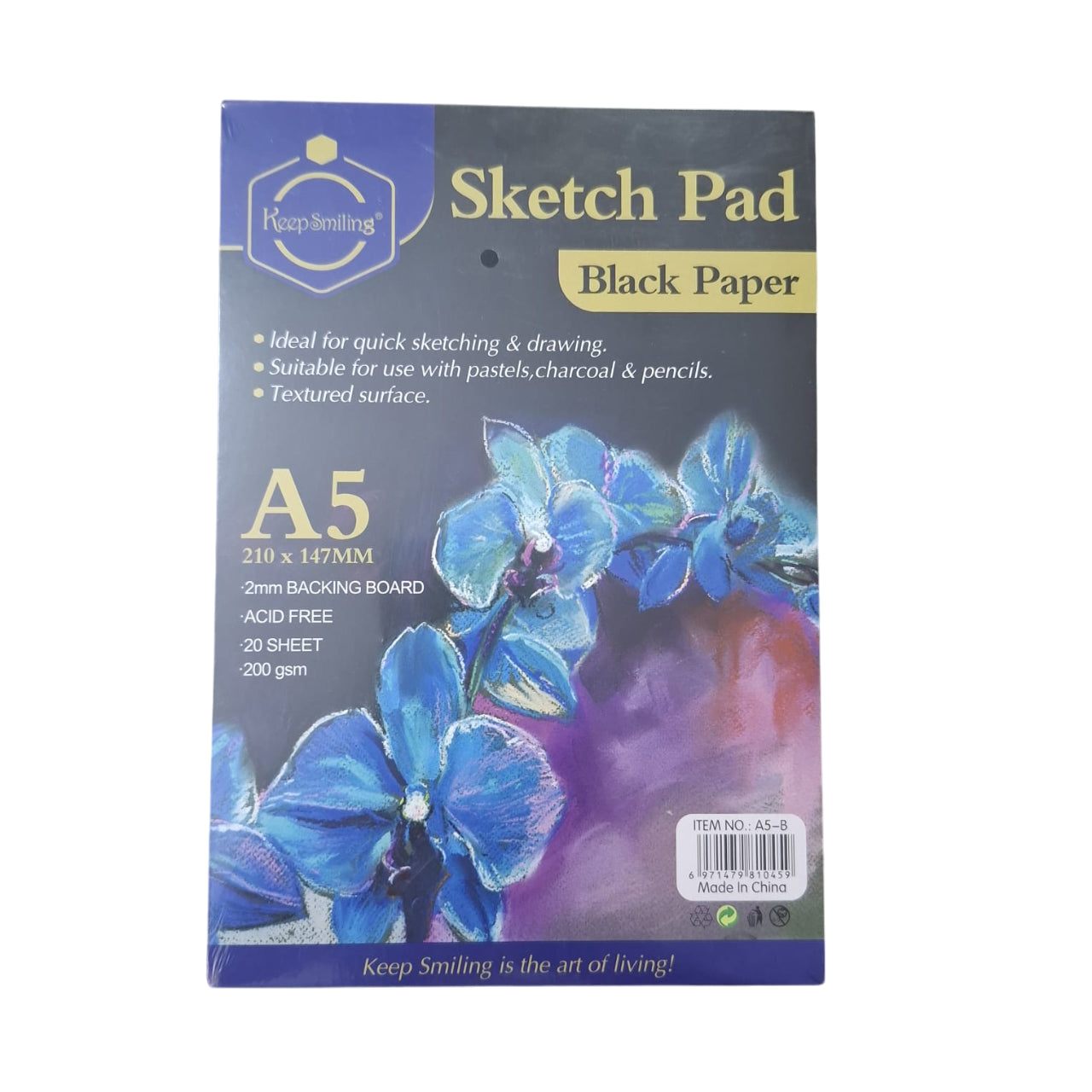 Keep Smiling Black Paper Sketch Pad For Artist 20 Sheets 150Gsm - A5 at Best Price in Pakistan. Best Art Supplies, Office & Stationery Store. ✓Free Delivery ✓Cash on Delivery ✓Deals