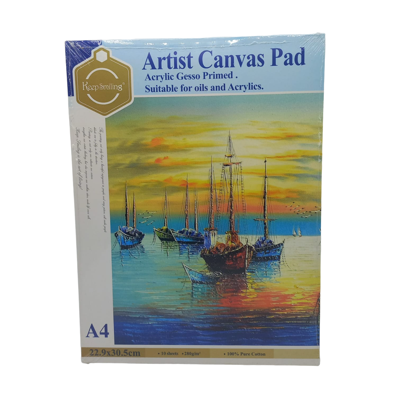 Keep Smiling Canvas Pad for Acrylic & Oil Colors 280gsm – A4 at Best Price in Pakistan. Best Art Supplies, Office & Stationery Store. ✓Free Delivery ✓Cash on Delivery ✓Deals