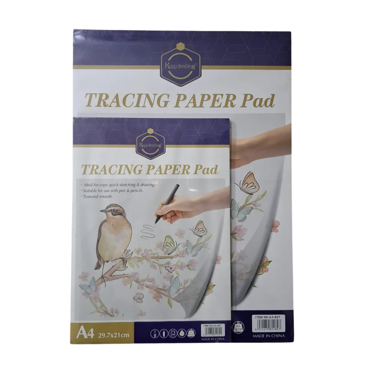 Shop the Keep Smiling Tracing Paper Pad, featuring 40 sheets of 60GSM in A4 and A3 sizes. Visit Qasimstationers.pk for unbeatable online prices!