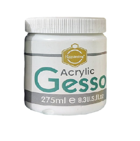 Keep Smiling White Acrylic Gesso 275ml Universal Primer Bright white acrylic based primer For preparing porous painting surfaces such as canvas paper