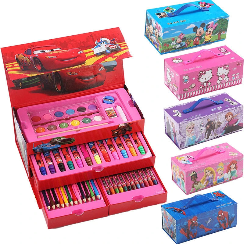 Explore artistic expression with our Kids Art Set, comprising 54 essential coloring tools like watercolors, crayons, and markers, all in a portable carry case.