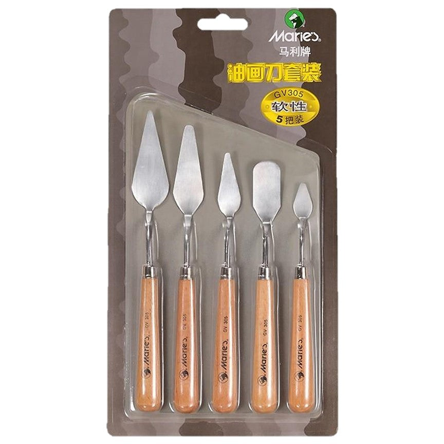 Transform your painting skills with Marie's 5 Piece Stainless Steel Palette Knife Set. Ideal for oil and acrylic, it provides exceptional color mixing and control.