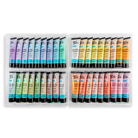 Acrylic Pastel Colour Paint Set 36 pieces x 36ml tubes – creamy texture, semi-matte finish, fast-drying for art and crafts.