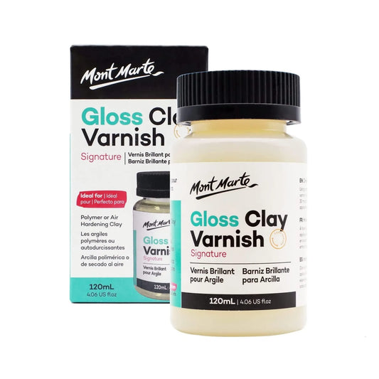 Shop Mont Marte Clay Varnish Gloss 120ml for a durable clear sealant perfect for polymer and air-dry clay. Get the best price at Qasimstationers.pk today!