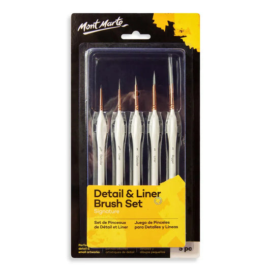 Achieve intricate details in your art with the Mont Marte Detail & Liner Brush Set. Thick easy-grip handles make it ideal for all painting mediums.