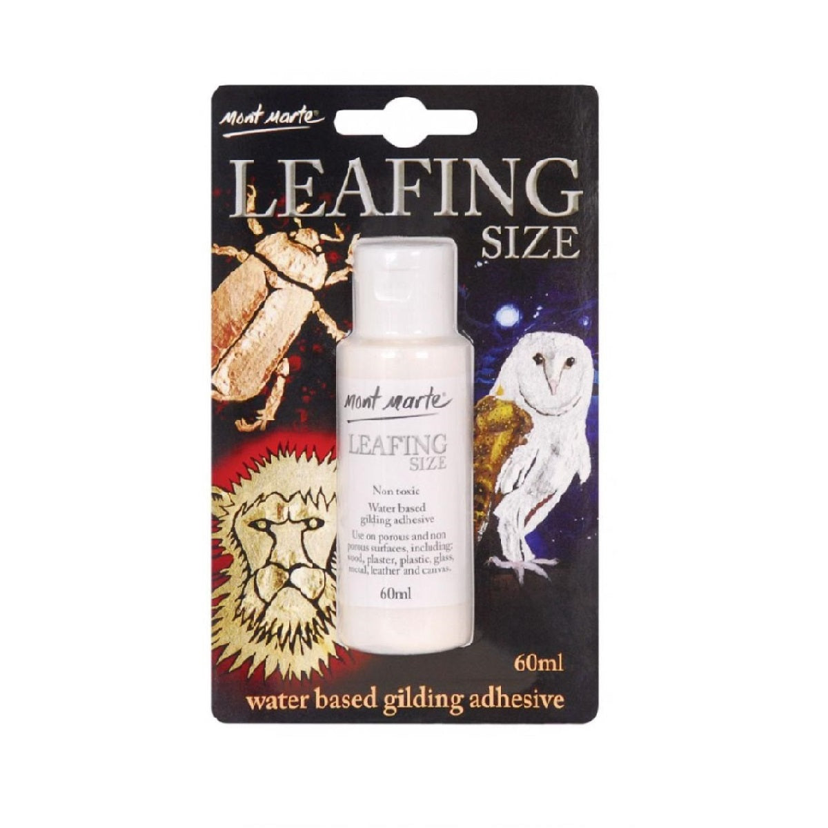 MONT MARTE LEAFING SIZE 60ML Product Description Mont Marte Leafing Size 60ml Mont Marte Leafing Size is a water based adhesive perfectly suited for gilding projects It suitable to use with Mont Marte Leaf It is the ideal adhesive to use
