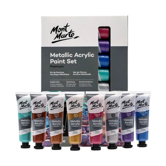 Buy Mont Marte Metallic Acrylic Paint Set 8pc x 18ml at Best Price in Pakistan. Best Art Supplies & Stationery Store ✓ Free Delivery ✓ Cash on Delivery ✓Deals