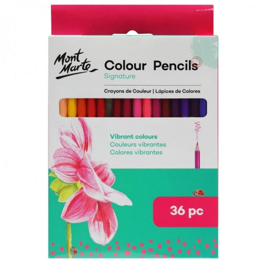 Unleash your creativity with the Mont Marte Color Pencils Signature Series! Available in sets of 36 vibrant colors, these high quality pencils are perfect for sketching, shading, and adding rich color to your artwork Each pencil is designed with smooth, easy to blend pigments that allow for effortless color application and layering Key Features Available in 36 Color Sets Choose the perfect set to suit your artistic needs, whether you’re a beginner or a seasoned artist Vibrant Colors Each pencil