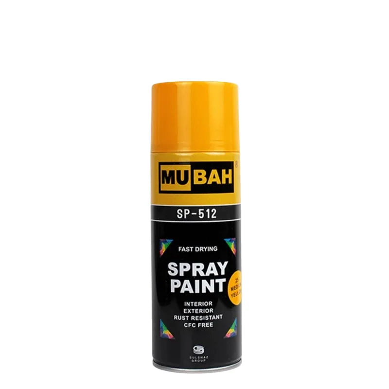 Shop Mubah Spray Paint No.25 medium Yellow - 400 ml at Qasimstationers.pk. Find the best price and unleash your creativity with our premium spray paint!