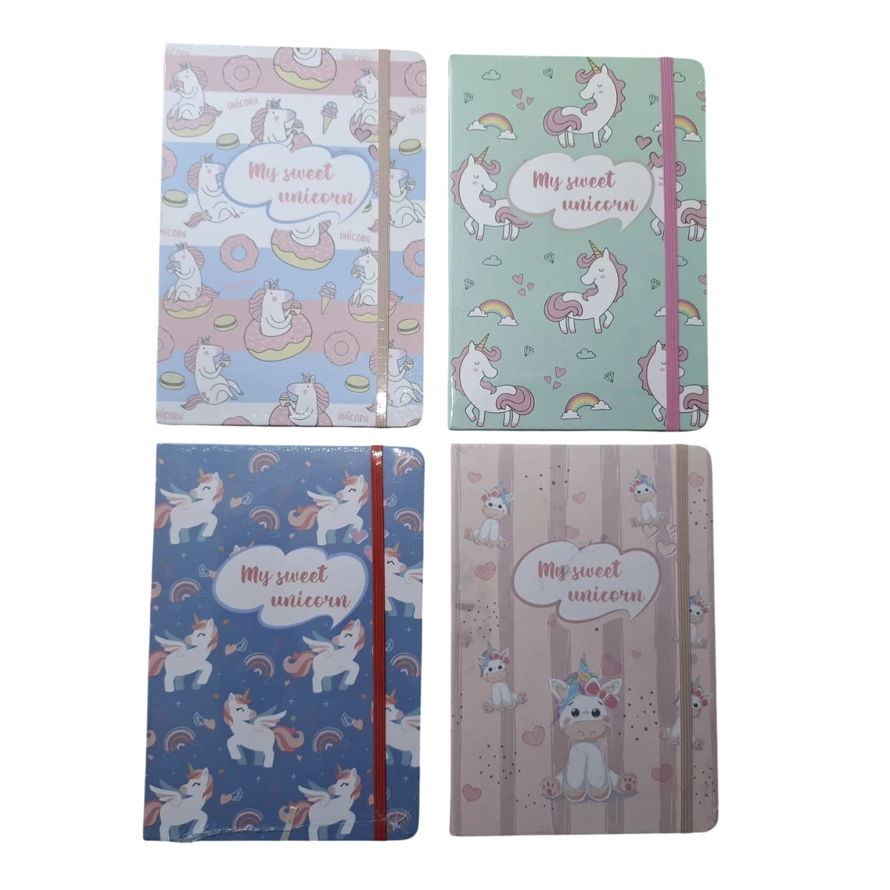 Find joy in writing with My Sweet Unicorn Notebooks, showcasing A5 size cute hardcover journals with elastic bands. Ideal for kids and stationery fans.