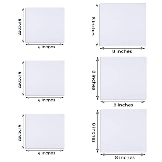 6 Piece of 6x6 and 8x8 Inches White Canvas Board at Best Price in Pakistan. Best Art Supplies, Office & Stationery Store. ✓Free Delivery ✓Cash on Delivery ✓Deals